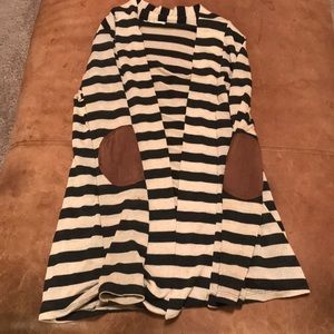 Long open cardigan with elbow pads